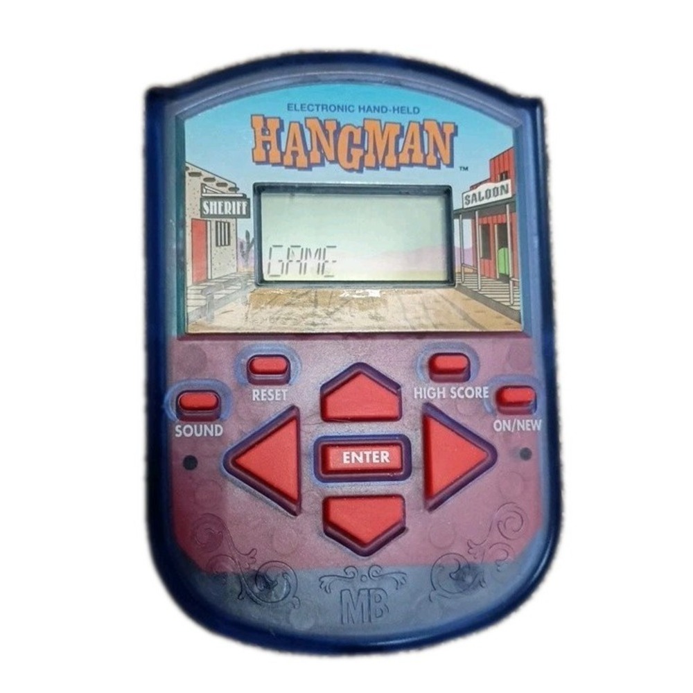 Vintage 1995 Milton Bradley Hangman Electronic Handheld Game Blue Retro MB 46850